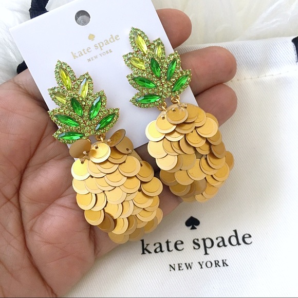 Kate Spade Pineapple Sequined Drop Earrings - Picture 3 of 7